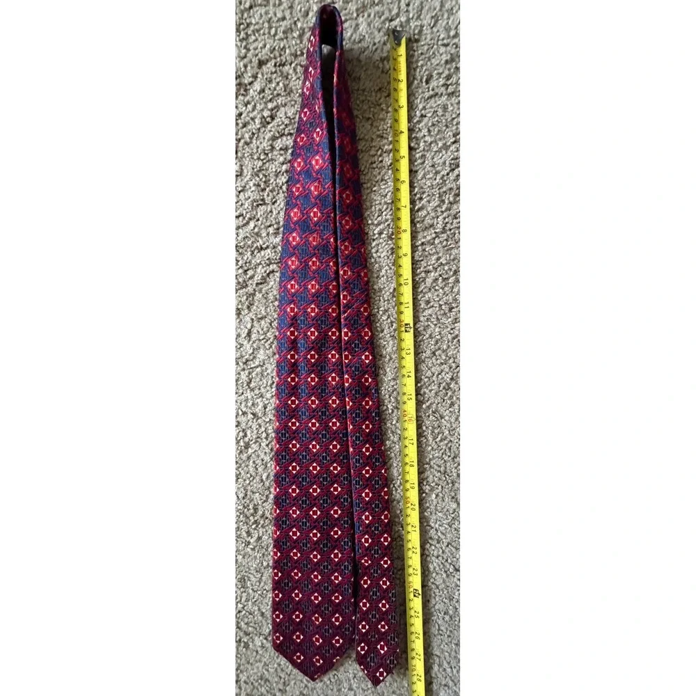 Oleg Cassini Neckwear Tie Red Blue  Geometric Pattern Polyester JBHS